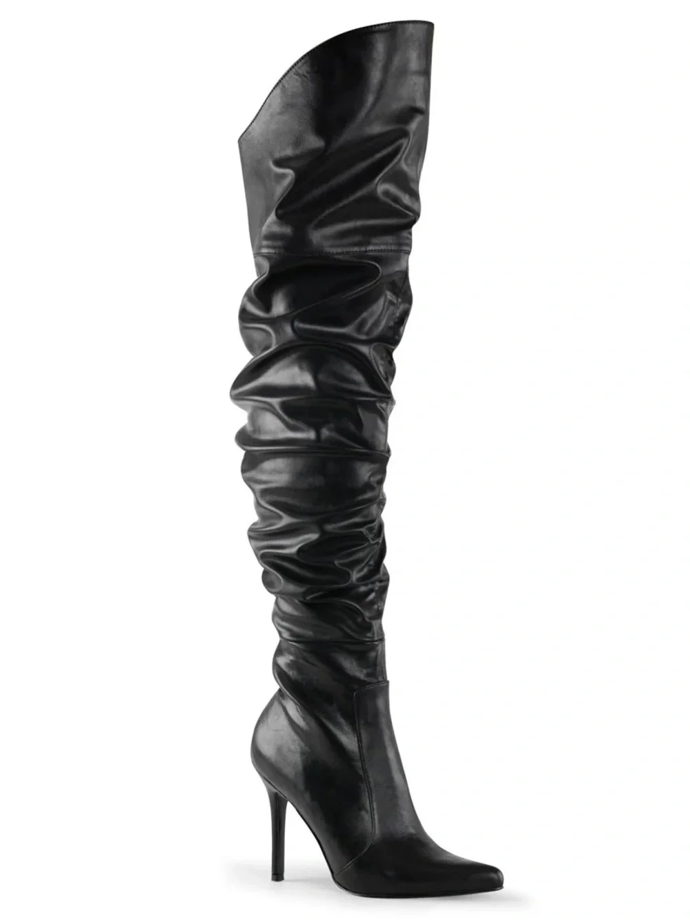 Pleaser Classique-3011 Black Over-the-Knee Slouch Stiletto Boot
